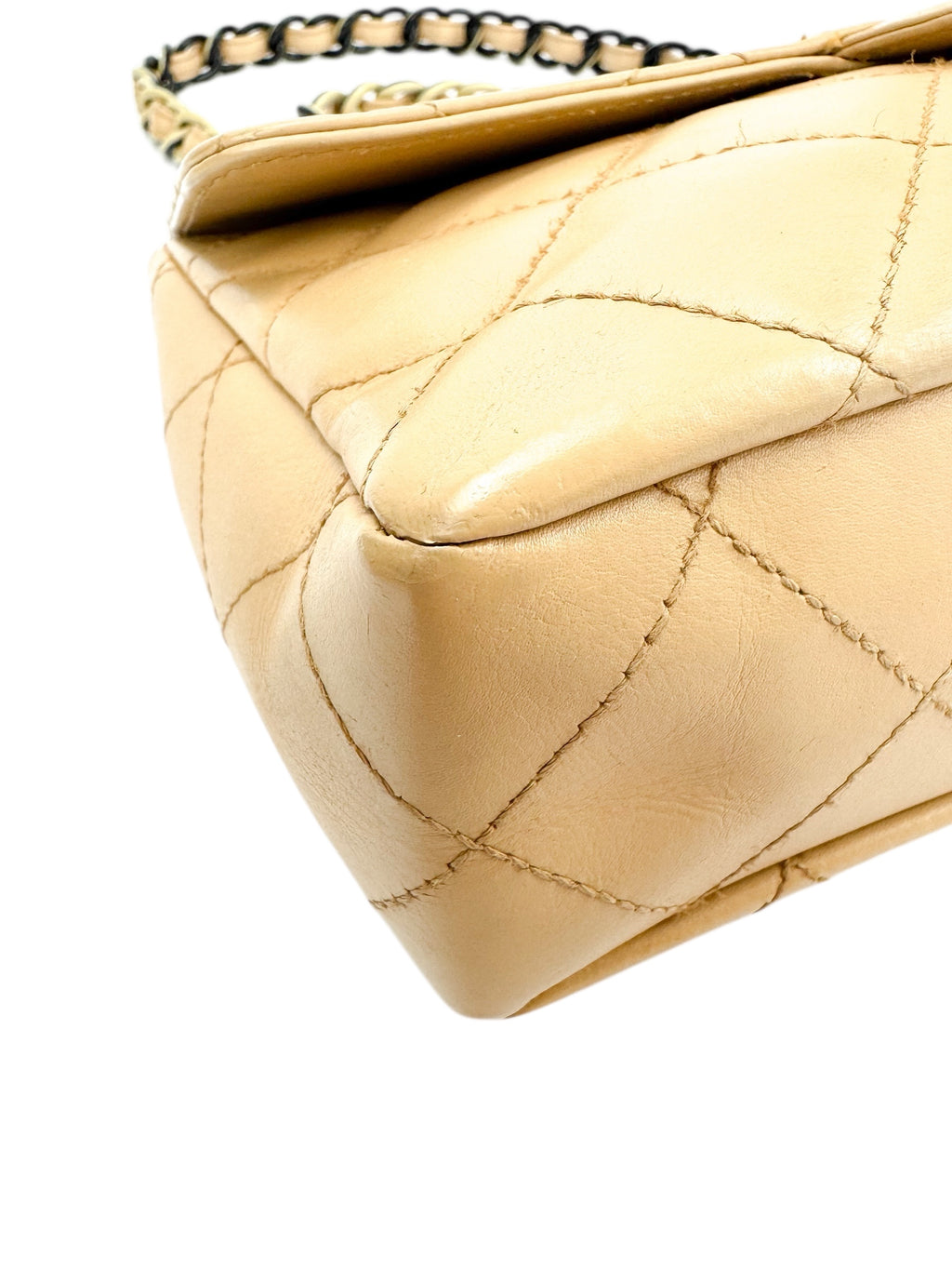 Chanel Beige Quilted Lambskin Medium Flap Bag