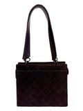 Chanel Brown Quilted Suede Shoulder Tote Bag