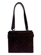 Chanel Brown Quilted Suede Shoulder Tote Bag