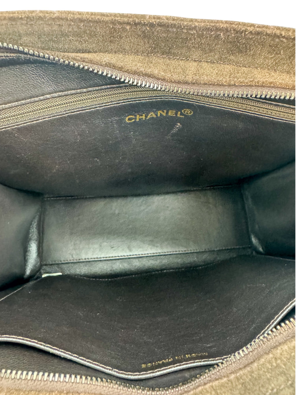 Chanel Brown Quilted Suede Shoulder Tote Bag