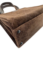 Chanel Brown Quilted Suede Shoulder Tote Bag