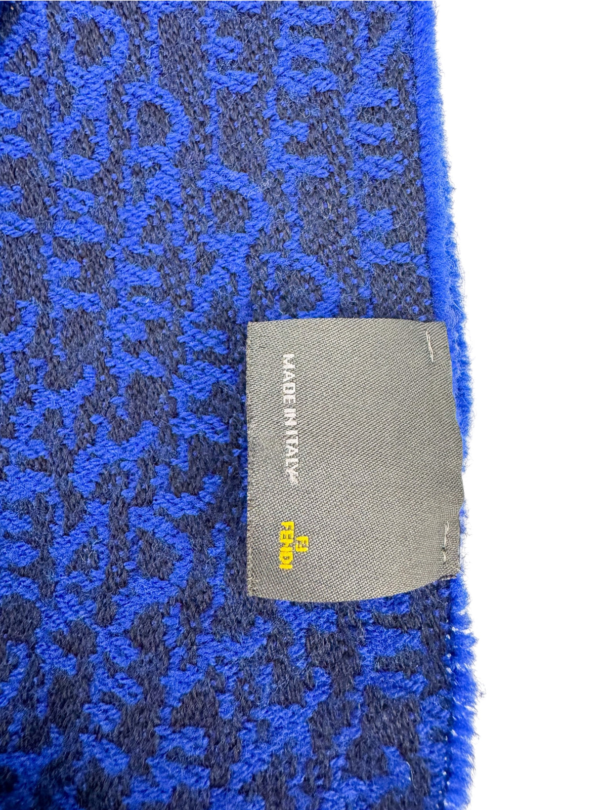 Fendi Blue Wool Logo Scarf