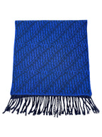 Fendi Blue Wool Logo Scarf