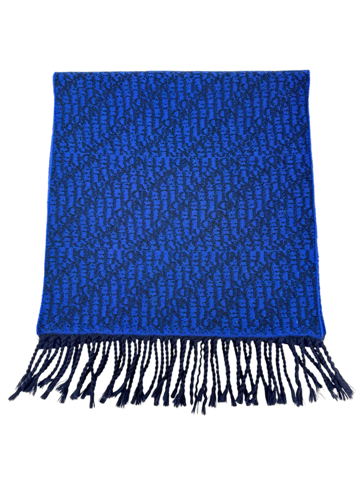 Fendi Blue Wool Logo Scarf