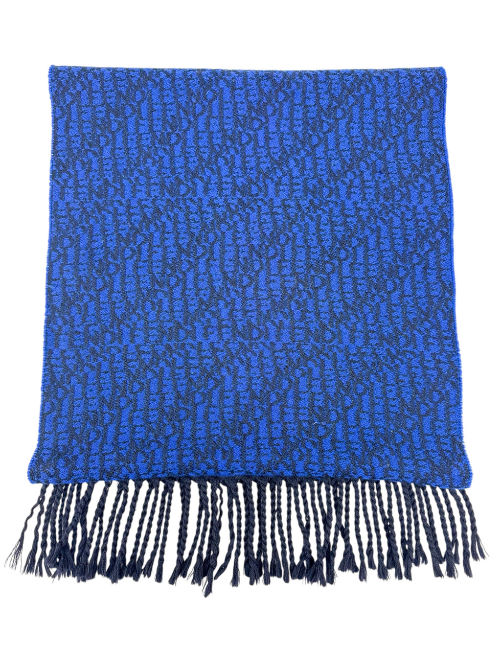 Fendi Blue Wool Logo Scarf