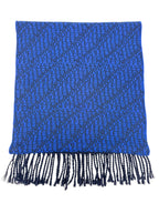 Fendi Blue Wool Logo Scarf