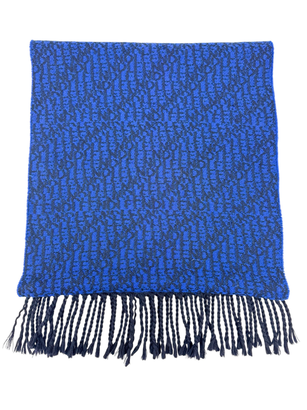Fendi Blue Wool Logo Scarf