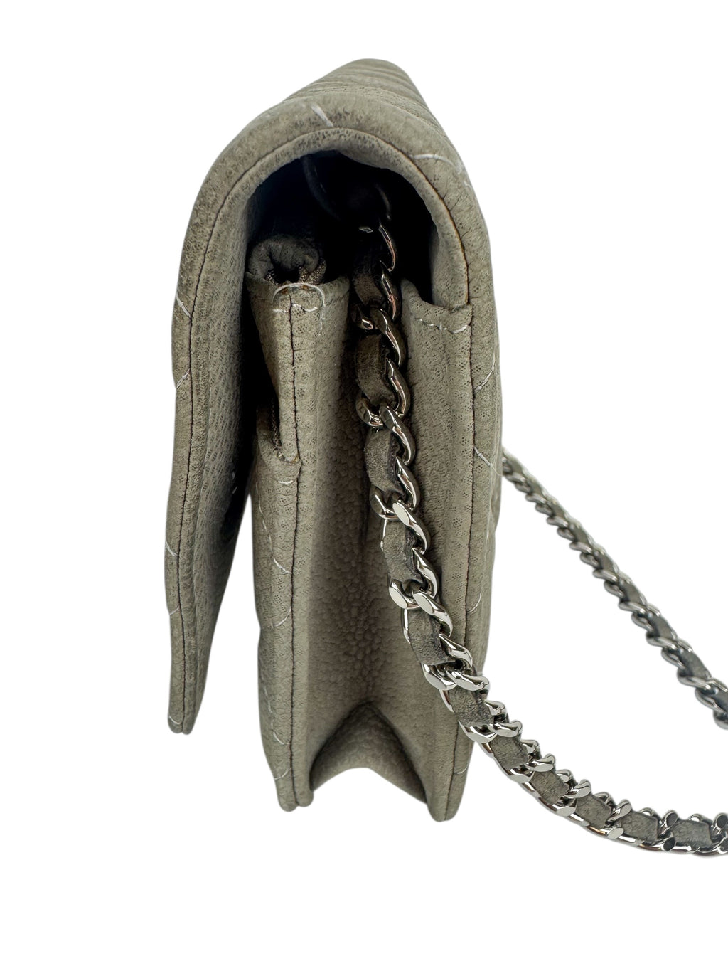 Chanel Grey Caviar Wallet on Chain (WOC)