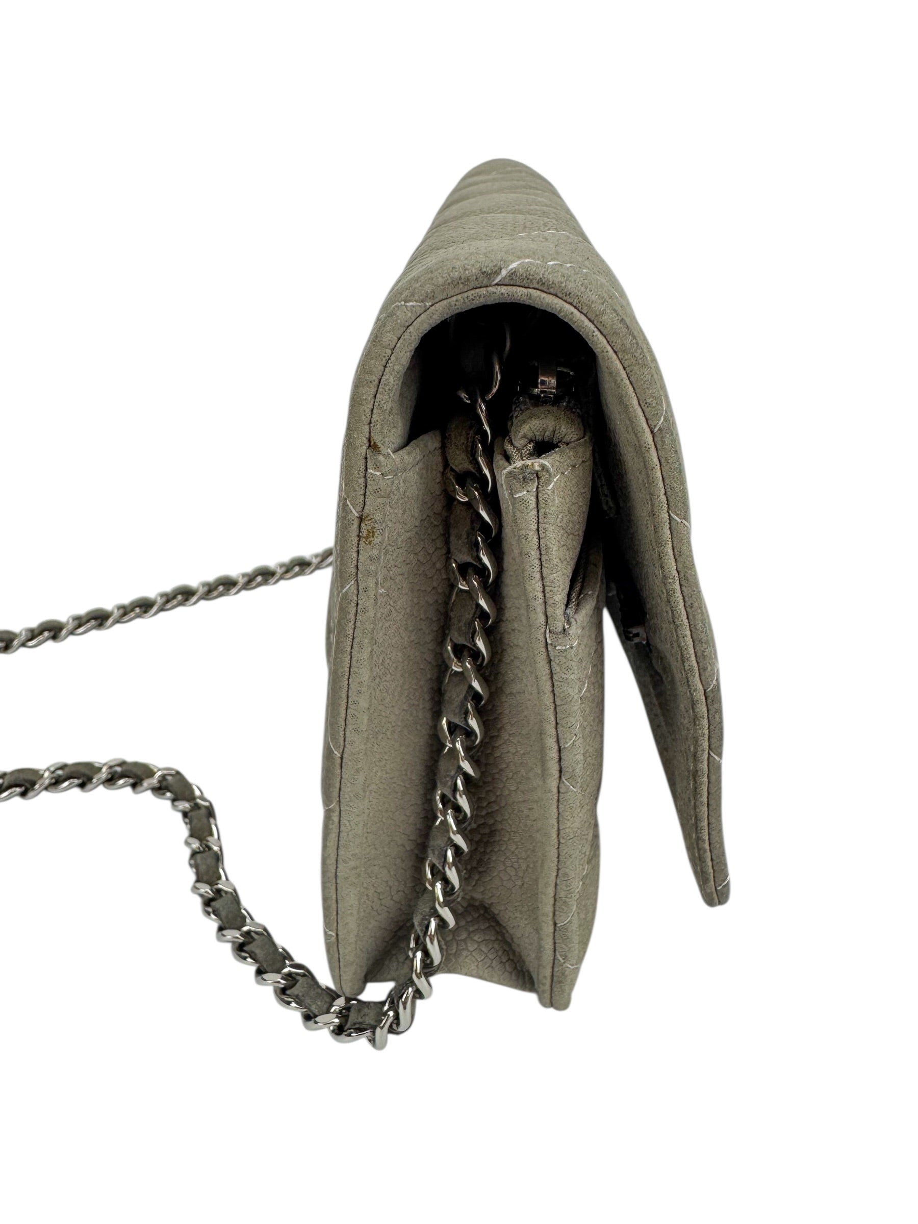 Chanel Grey Caviar Wallet on Chain (WOC)