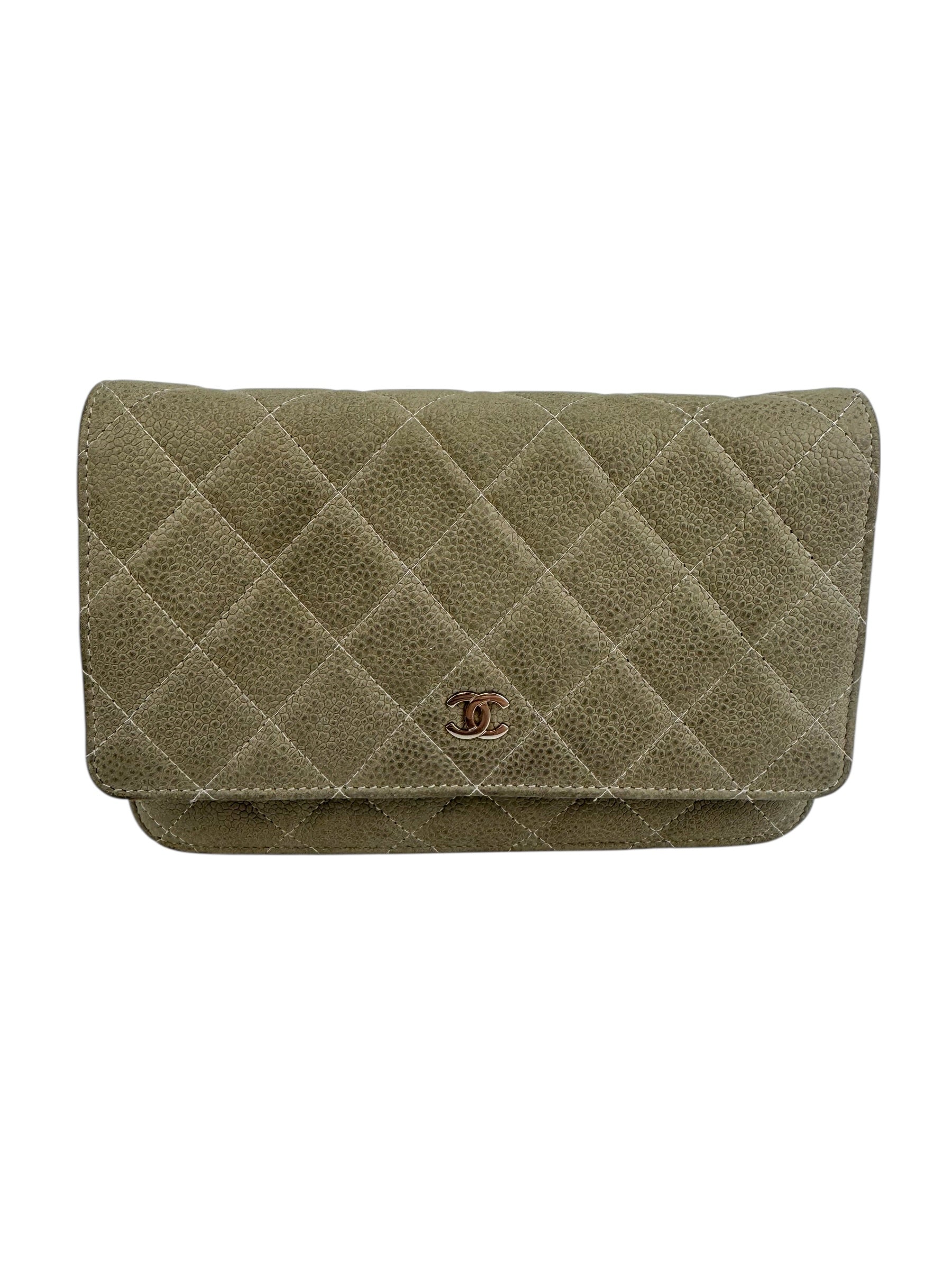 Chanel Grey Caviar Wallet on Chain (WOC)