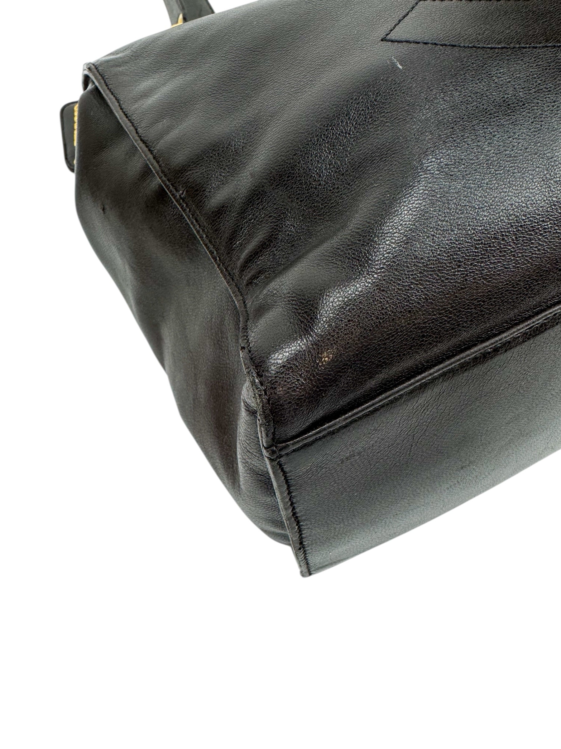 Chanel Vintage Black Leather Timeless Tote