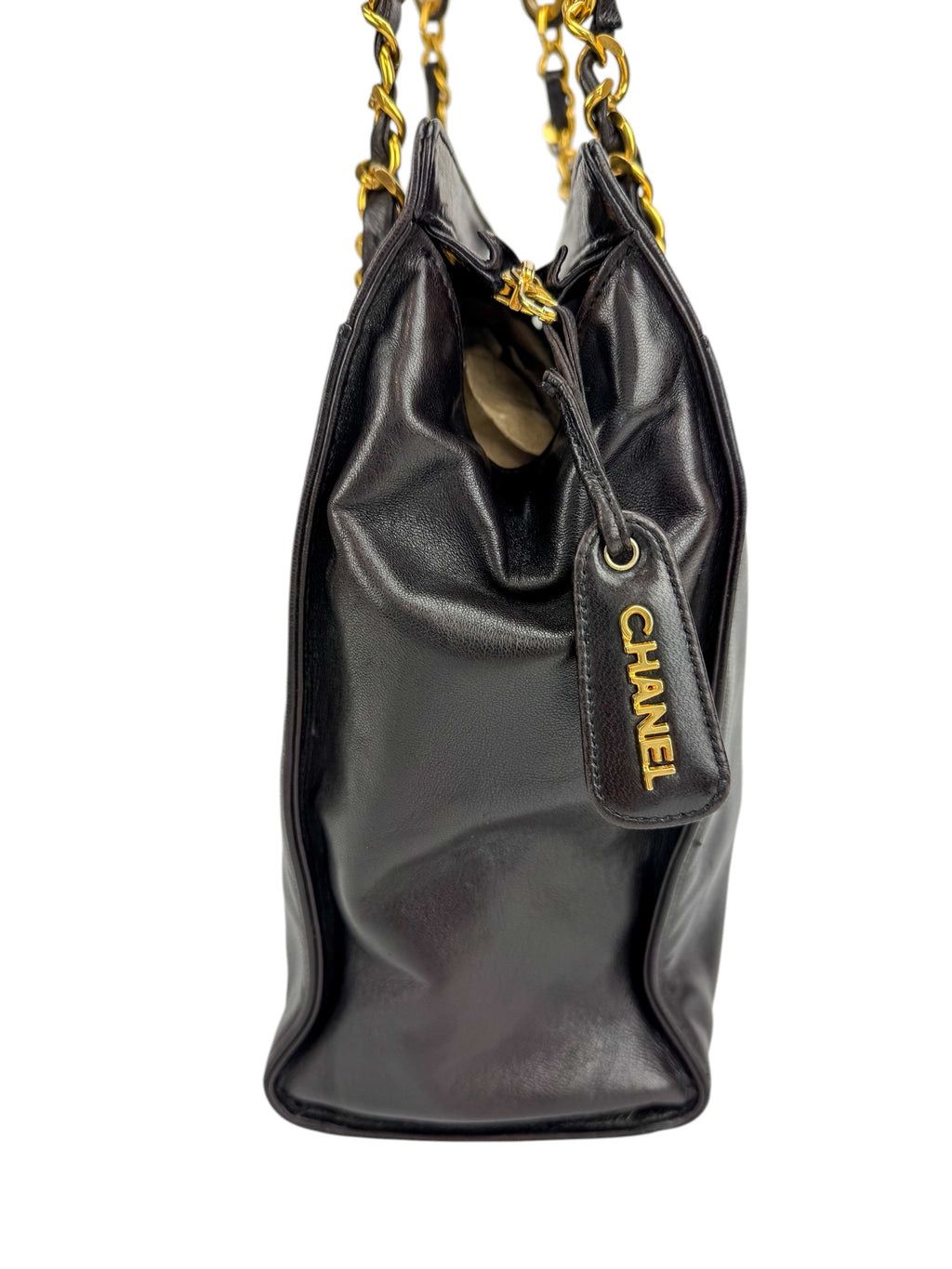 Chanel Vintage Black Leather Timeless Tote
