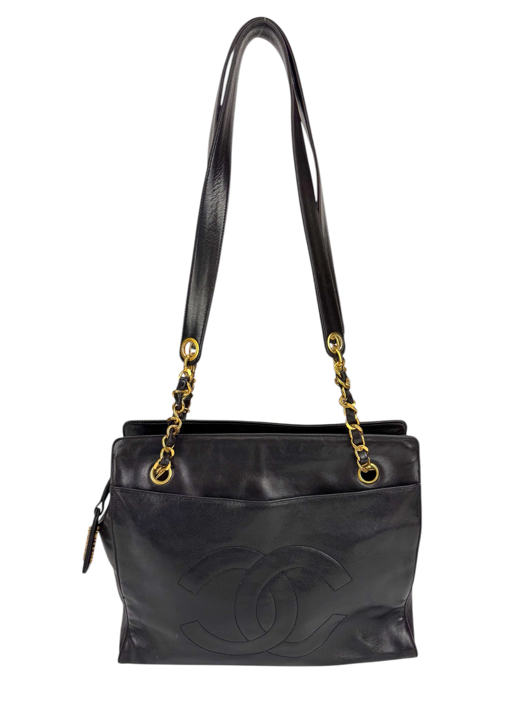 Chanel Vintage Black Leather Timeless Tote