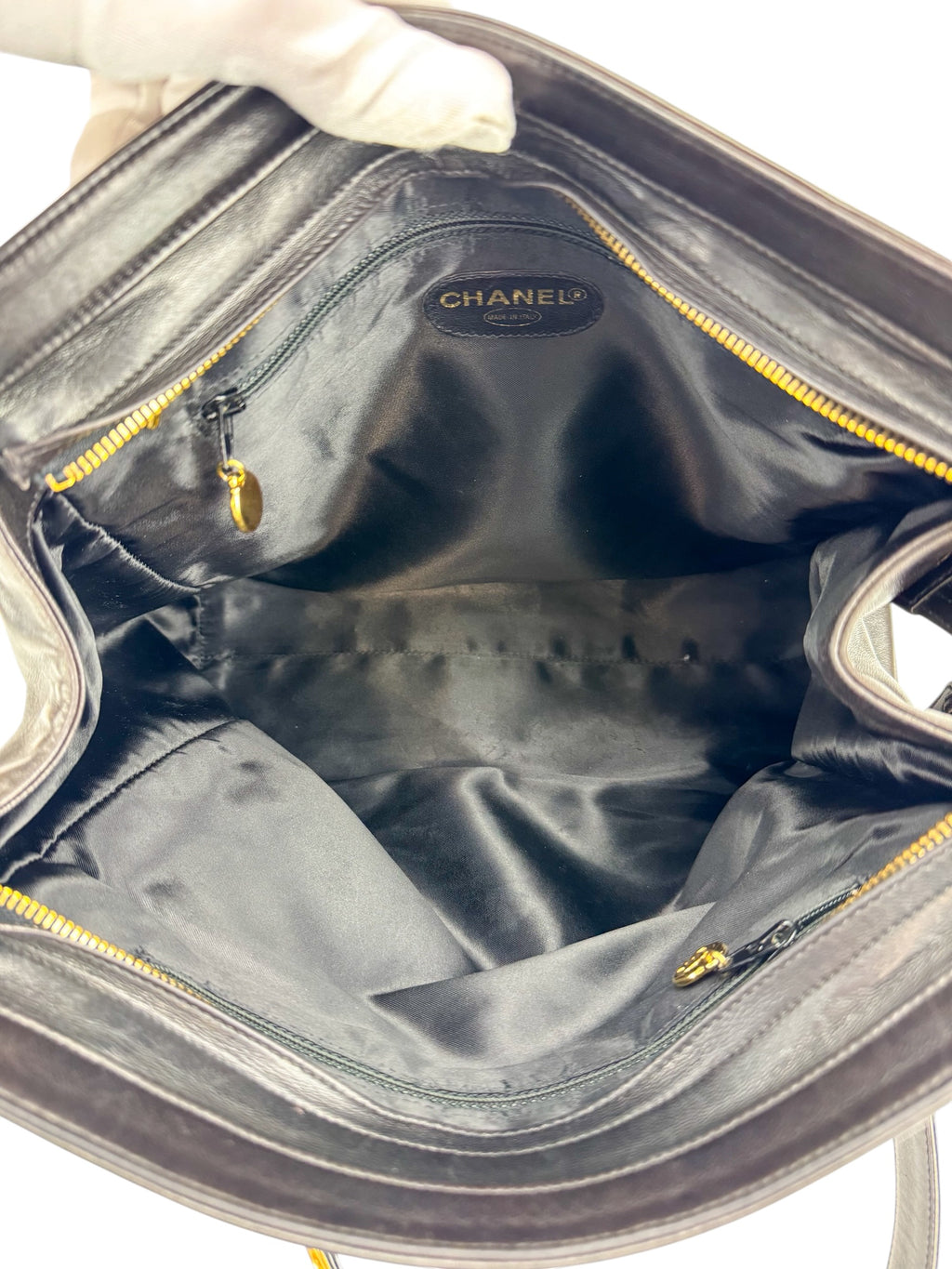 Chanel Vintage Black Leather Timeless Tote