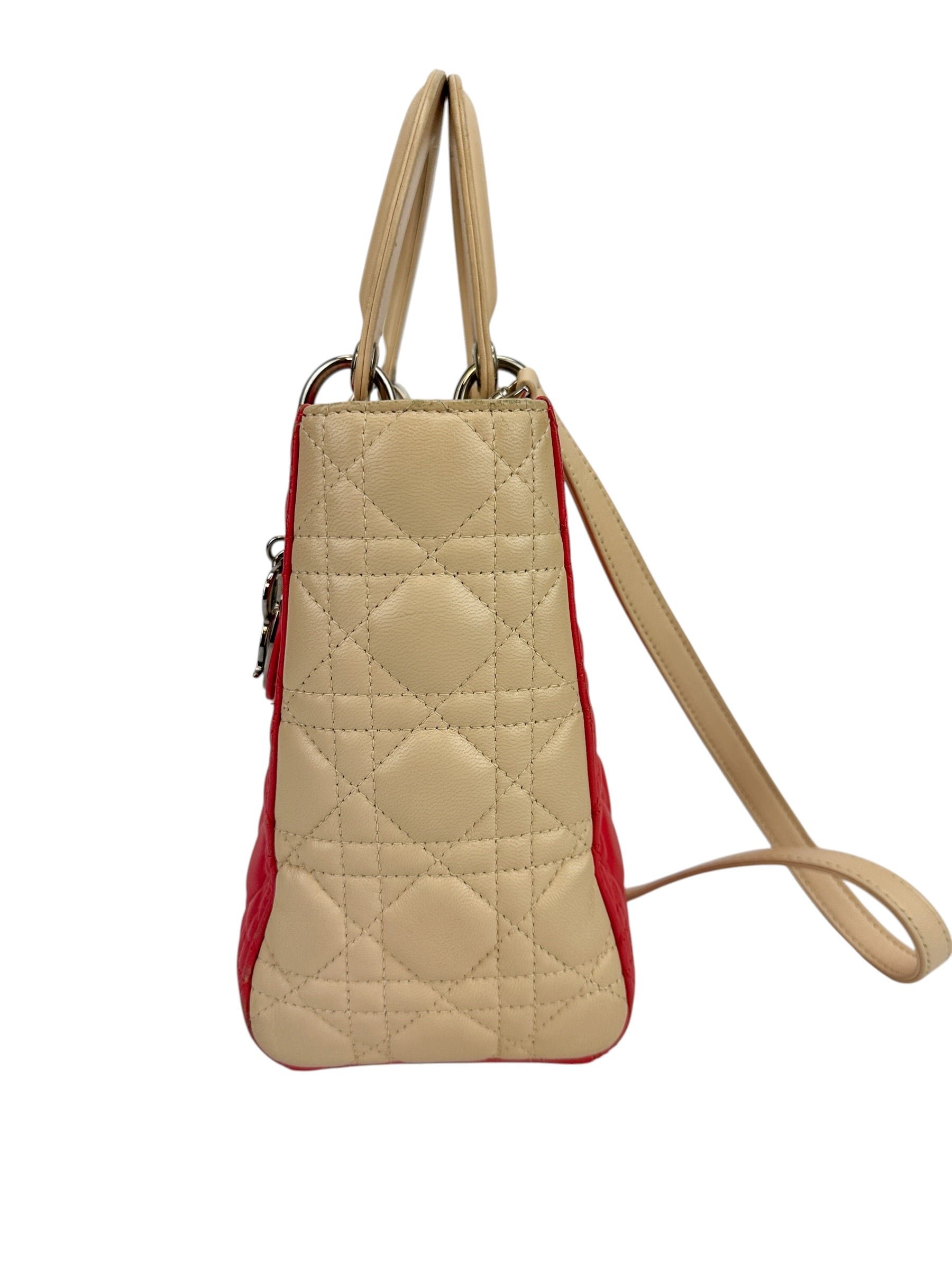 Christian Dior Two Tone Pink Cannage Medium Lady Dior