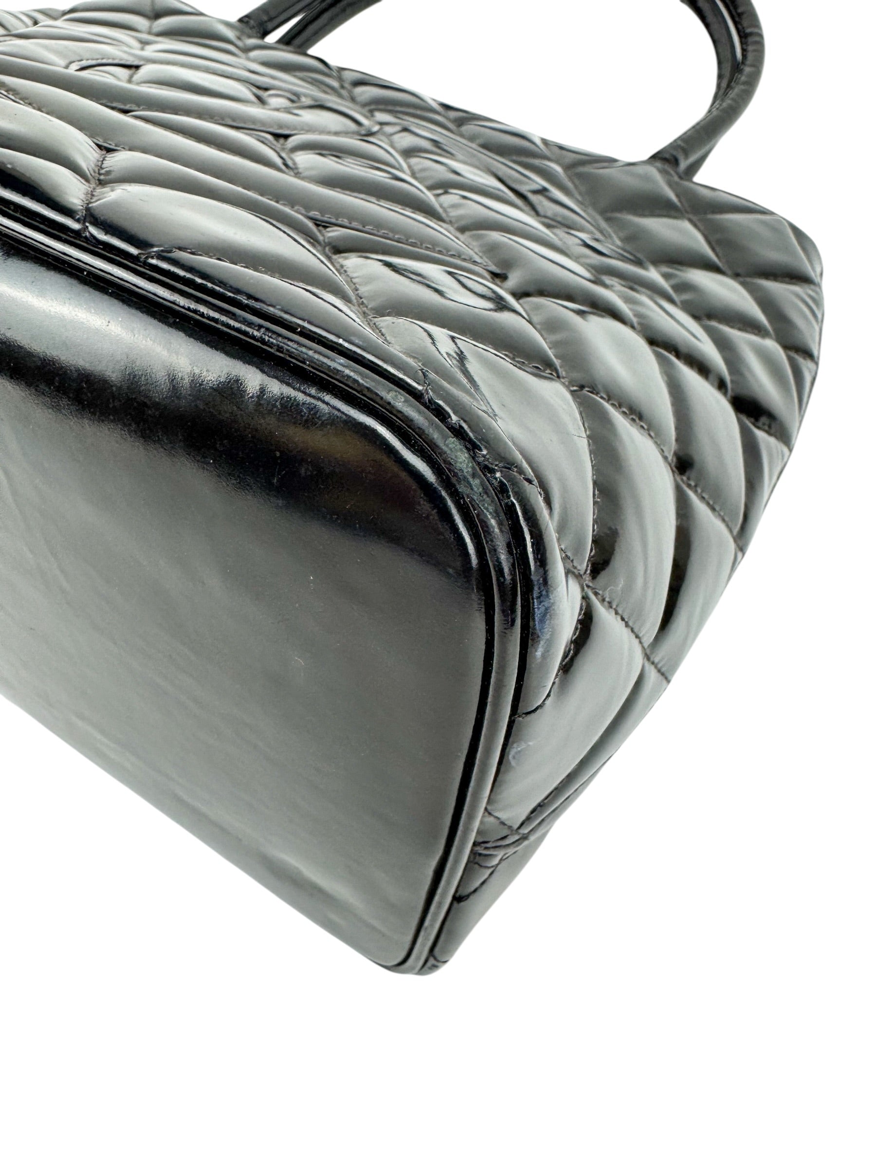Chanel Black Patent Leather Medallion Tote