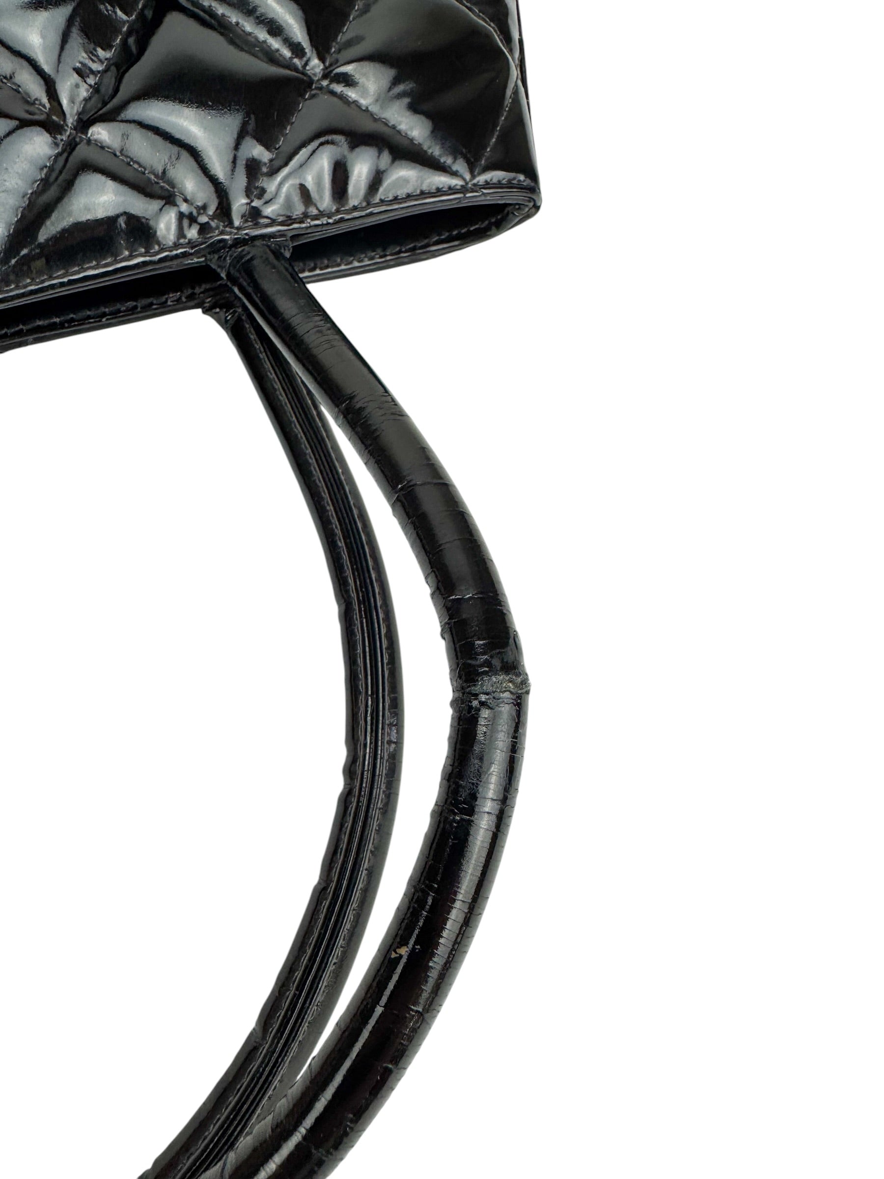 Chanel Black Patent Leather Medallion Tote