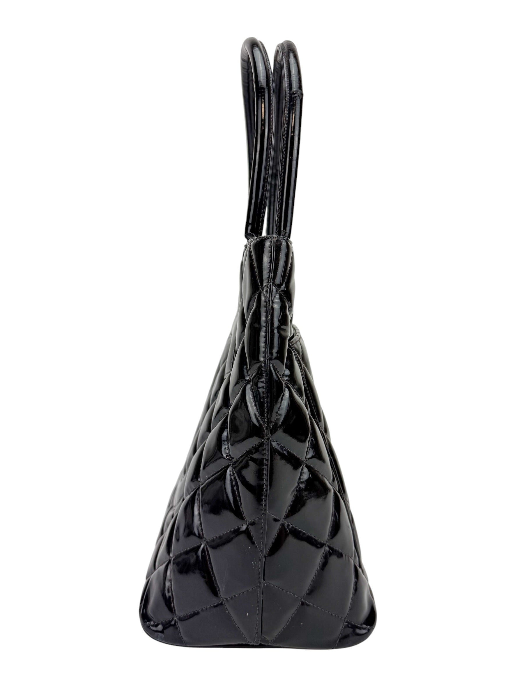 Chanel Black Patent Medallion Tote