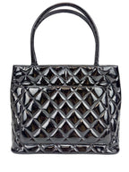 Chanel Black Patent Leather Medallion Tote