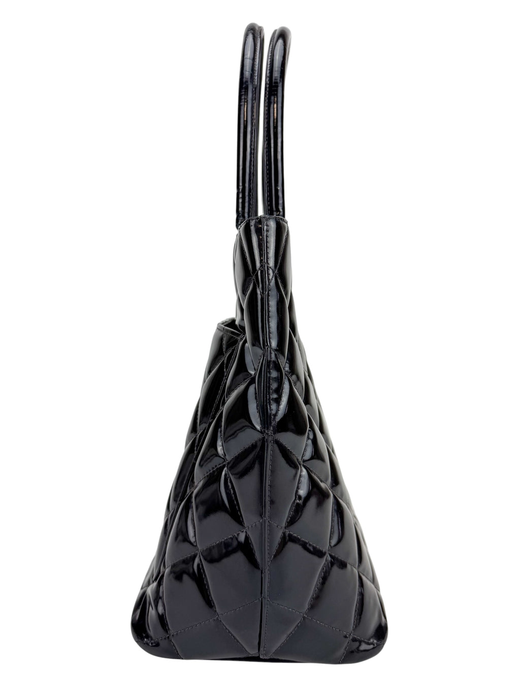 Chanel Black Patent Leather Medallion Tote