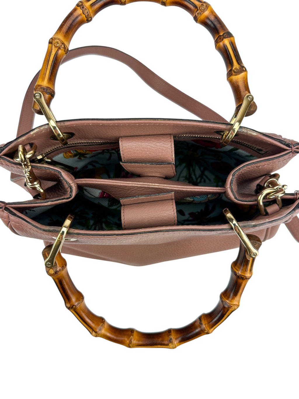 Gucci Pink Leather Bamboo Small Shopper Tote