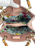 Gucci Pink Leather Bamboo Small Shopper Tote