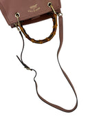 Gucci Pink Leather Bamboo Small Shopper Tote