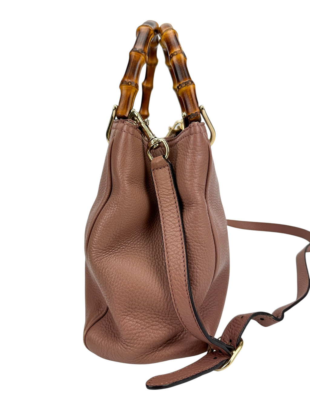 Gucci Pink Leather Bamboo Small Shopper Tote