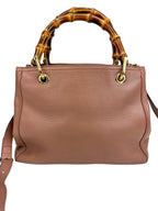 Gucci Pink Leather Bamboo Small Shopper Tote