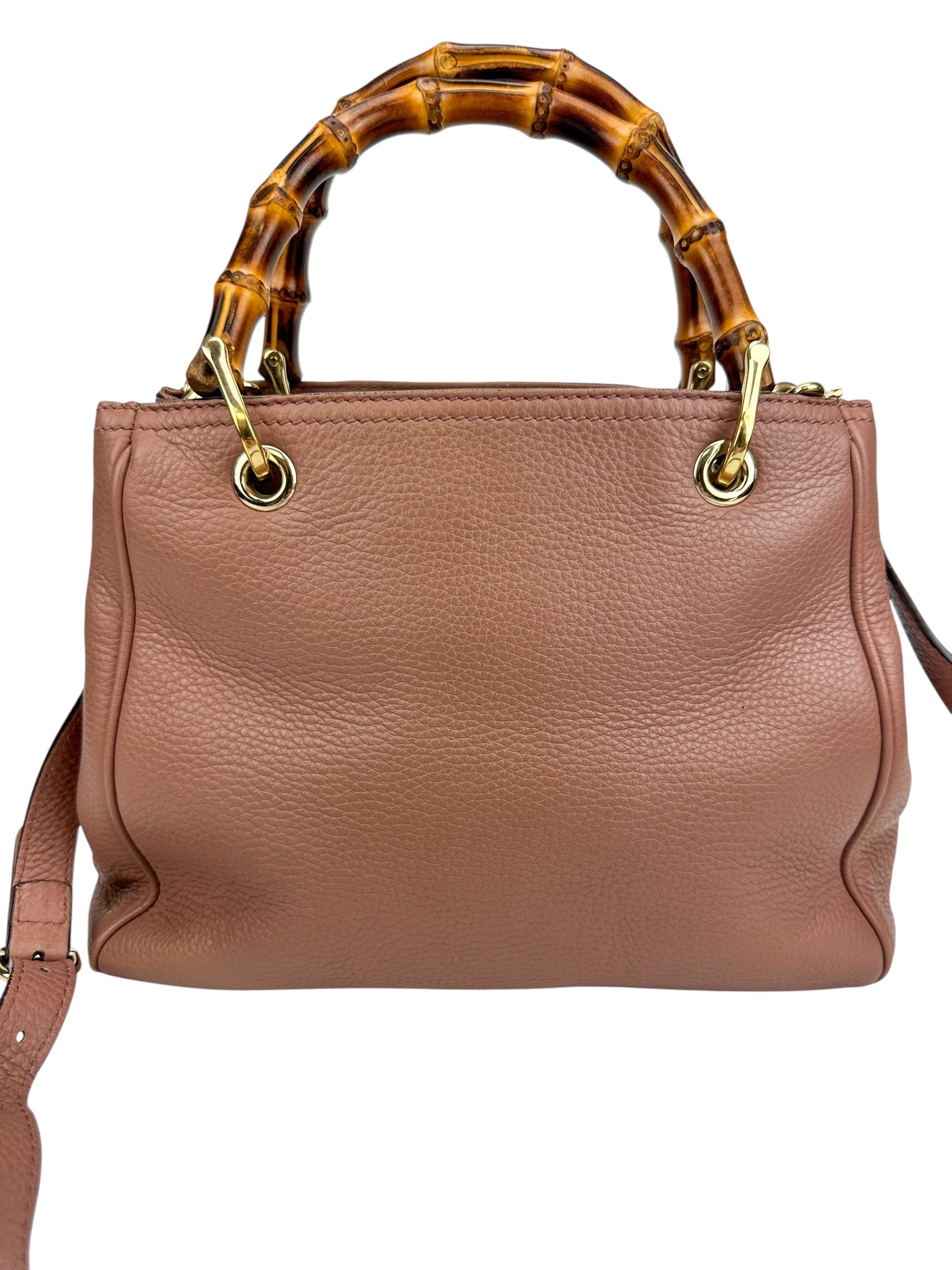 Gucci Pink Leather Bamboo Small Shopper Tote