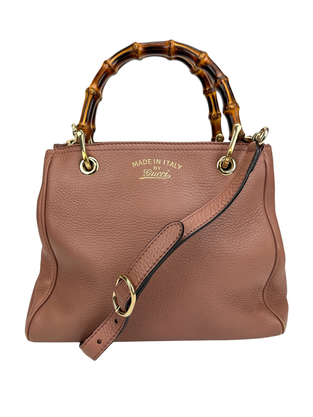 Gucci Pink Leather Bamboo Small Shopper Tote