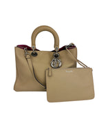 Christian Dior Beige Large Diorissimo Leather Bag W/ Pouch