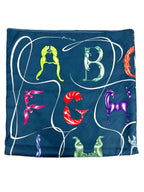 Hermès Navy Faune Lettrée 90cm Scarf