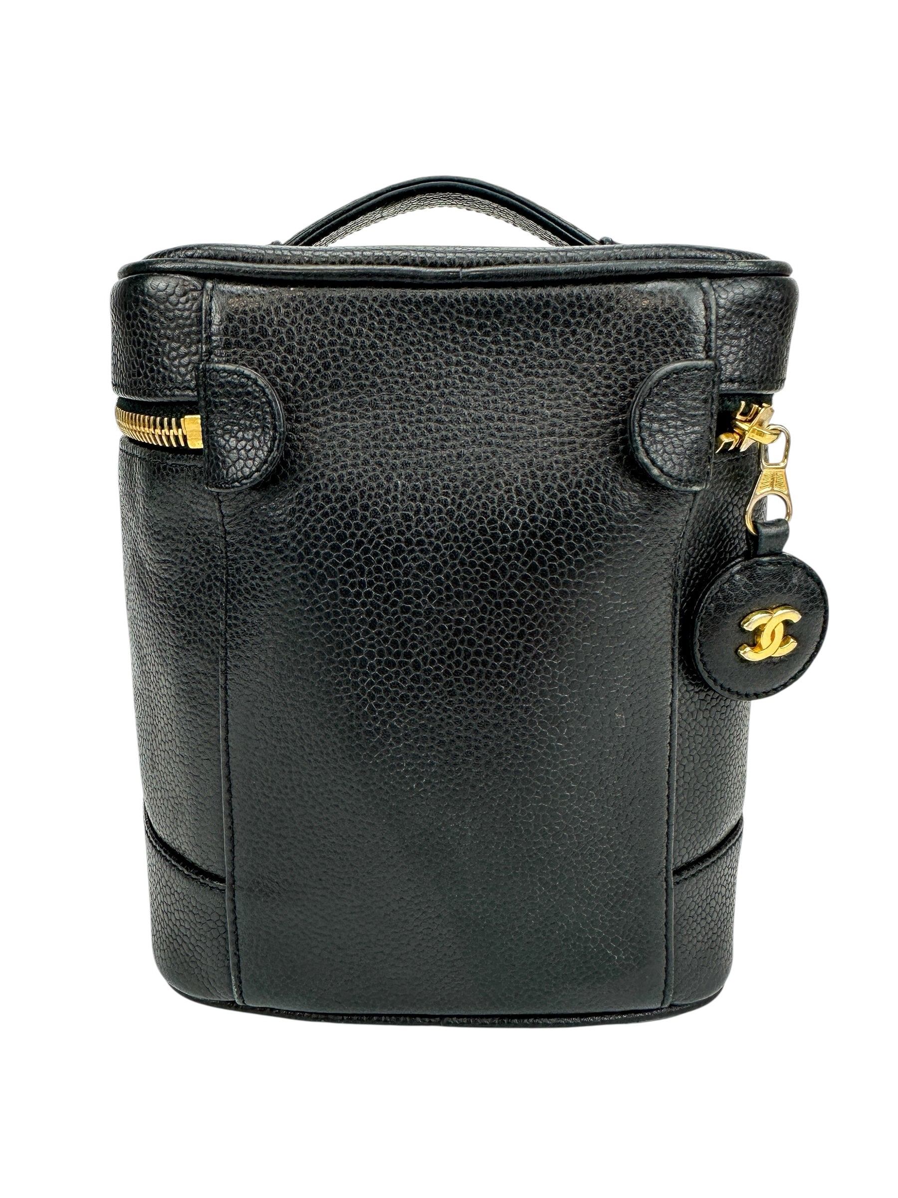 Chanel Vintage Tall Black Caviar Vanity Case