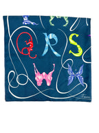 Hermès Navy Faune Lettrée 90cm Scarf