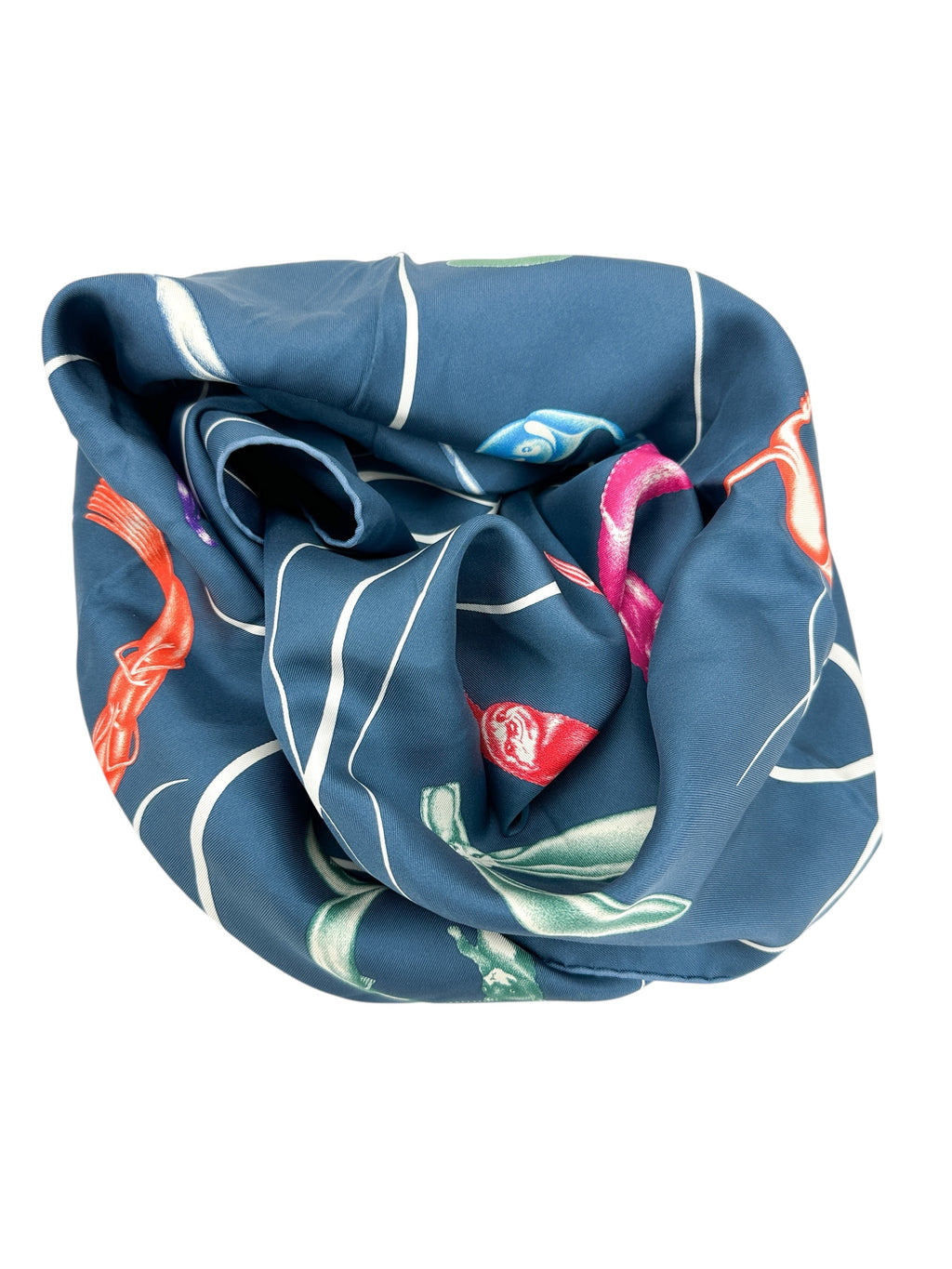 Hermès Navy Faune Lettrée 90cm Scarf