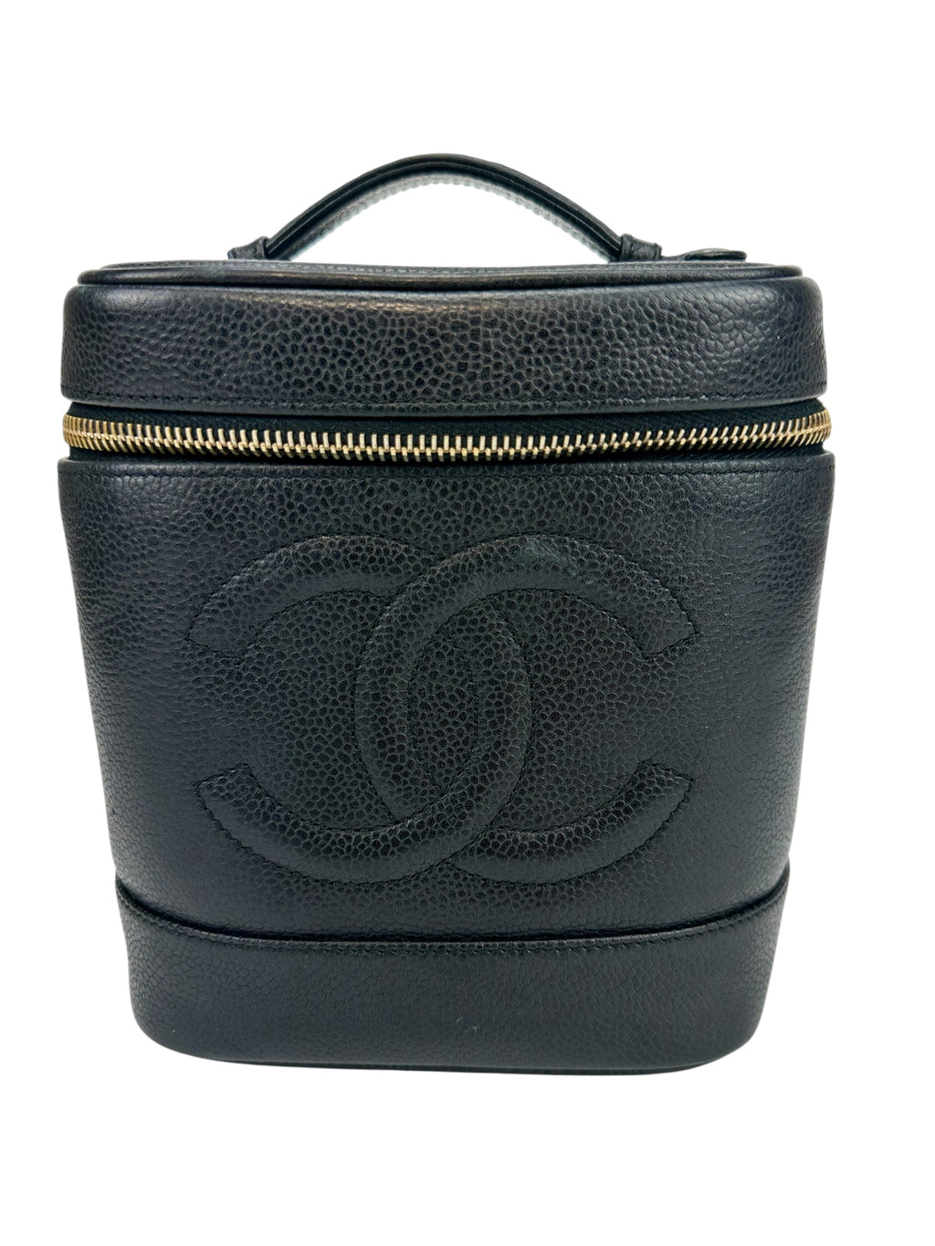 Chanel Vintage Tall Black Caviar Vanity Case